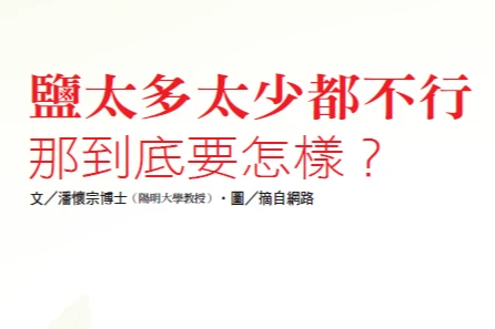 鹽太多太少都不行 那到底要怎樣？｜潘懷宗博士專欄